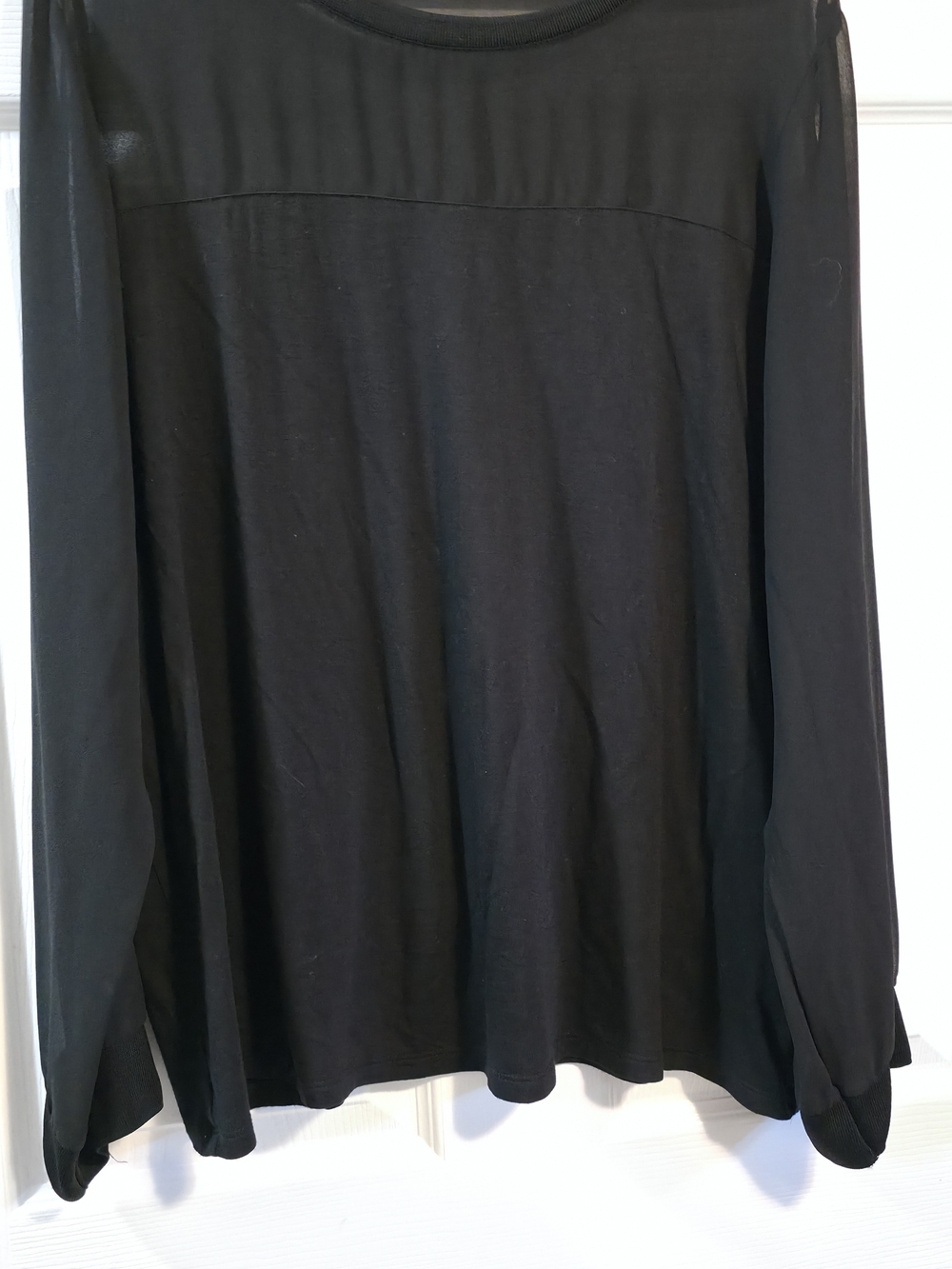 4/$67 Deal! Reitmans Black Long Sleeve Sheer Yoke Top